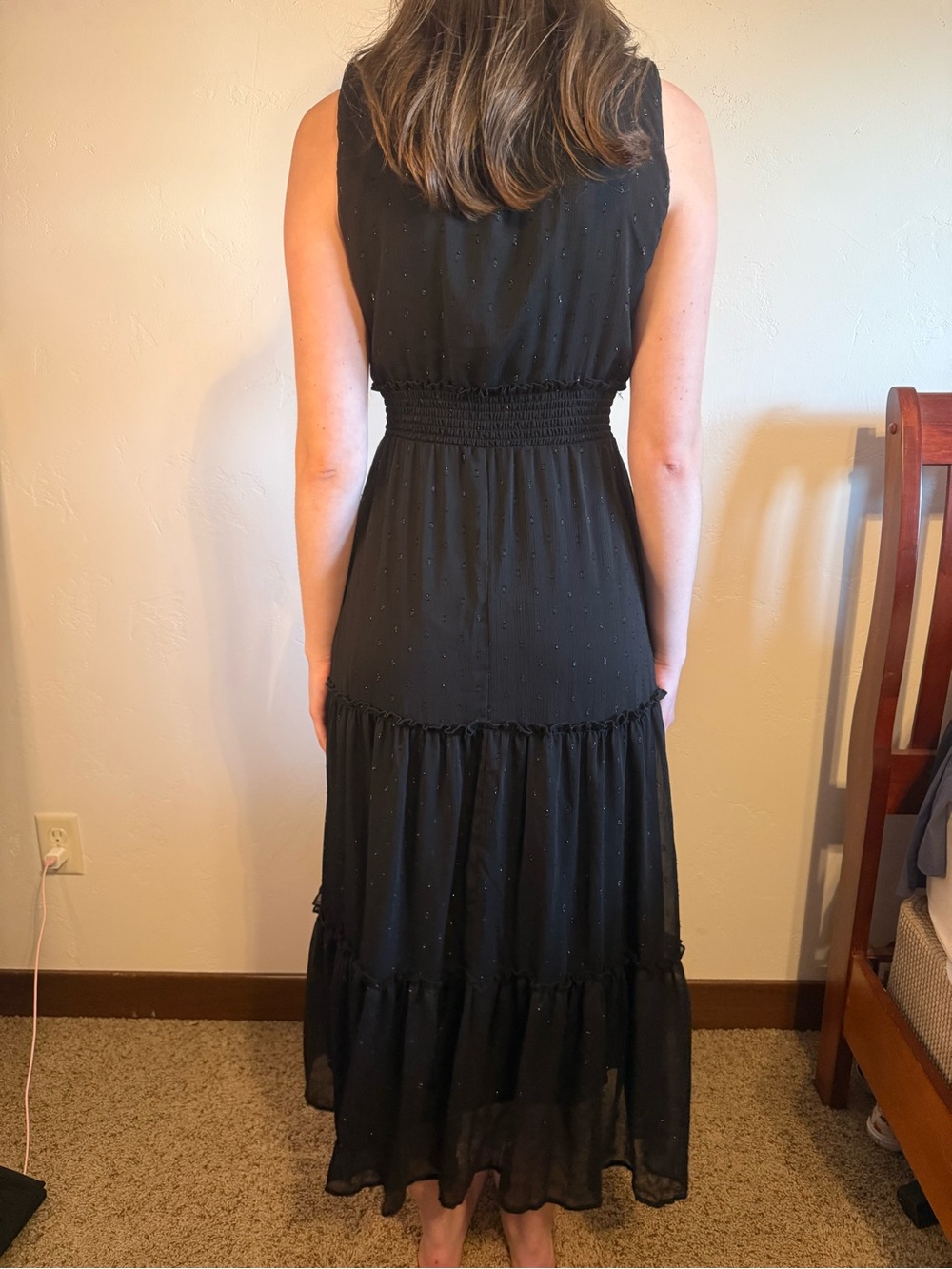 Draper James Black Sleeveless High-Neck Smocked Maxi Dress - Picture 3 of 13